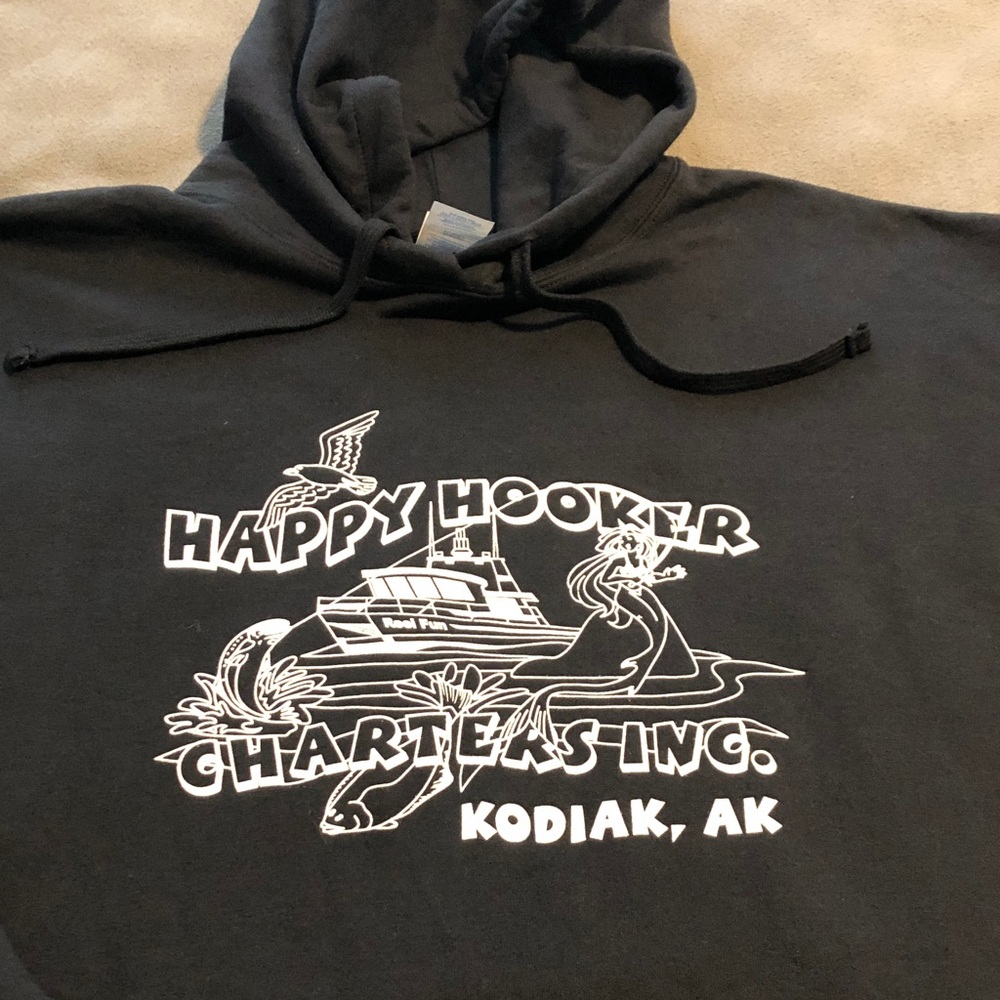 The Happy Hooker Charters Inc. Kodiak Alaska Unisex Adult 3XL Hoodie